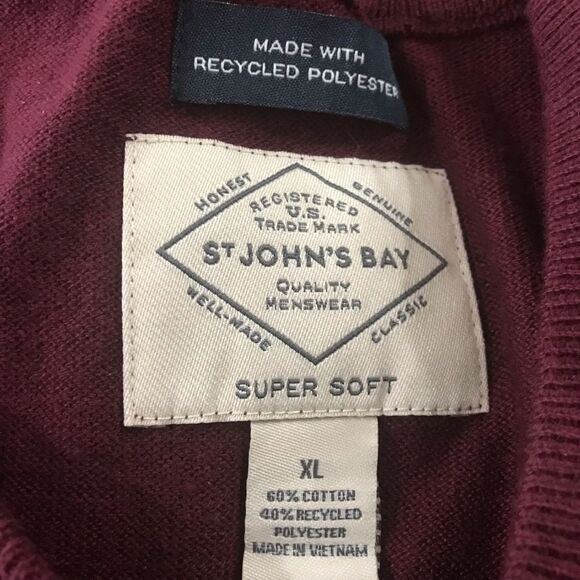 St. John’s Bay Super Soft Men’s Crew Neck Sweater Burgandy Sz XL NEW NWT - Picture 5 of 6